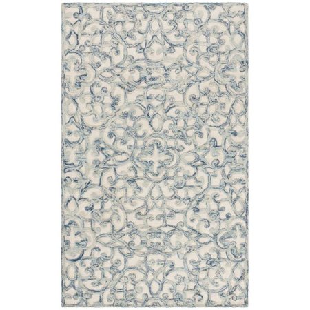 SAFAVIEH 5 x 8 ft. Medium Rectangle Trace Hand Tufted Rug, Blue and Ivory TRC103B-5